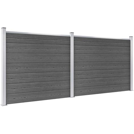 Clôture WPC/Ensemble de Panneau de Clôture,Barrière de jardin 353x146 cm Noir -87452 (1/5)