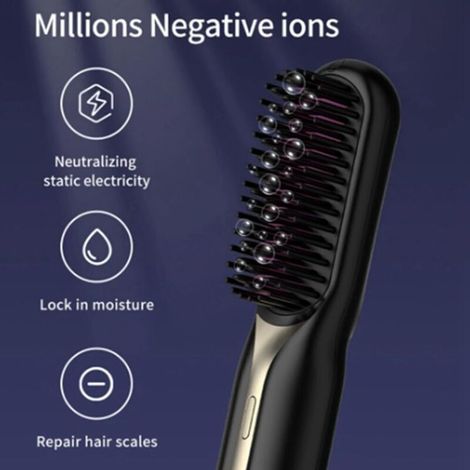 Lisseur de Cheveux Sans, Peigne Chauffant, Brosse Électrique Professionnelle pour Lisser les Cheveux, Fer à Ions Négatifs, Soins Capillaires A