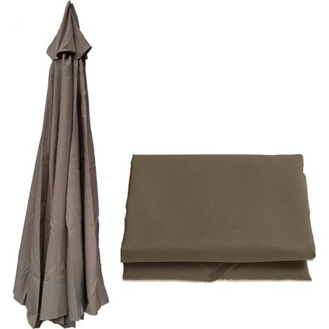 Toile de rechange pour parasol de jardin (3,5 m), tête de parasol de rechange pour parasol à 8 bras, housse de rechange en toile pour parasol de terrasse/jardin/piscine/déporté - Couleur foncée (1/5)