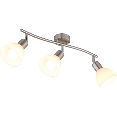 Deckenleuchte Deckenlampe  Wohnzimmerleuchte Nickel matt Glas opal LED H 16,5 cm