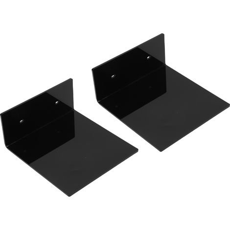 2 petites étagères flottantes murales en plexiglas noir, mini étagère de rangement adhésive pour plantes, collections, déco chambre 15x15x7 cm (1/5)