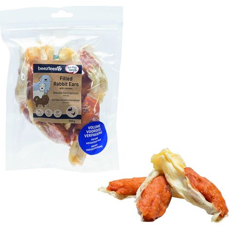 Beeztees Hundesnack Adult Kaninchenohren 250 g gefüllt mit Huhn Ohren (1/2)