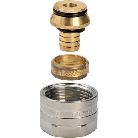 Viega Fonterra Anschlussverschraubung 1037, Eurokonus, Klemmanschluss, G 3/4" x 15mm, Messing vernickelt (1/3)