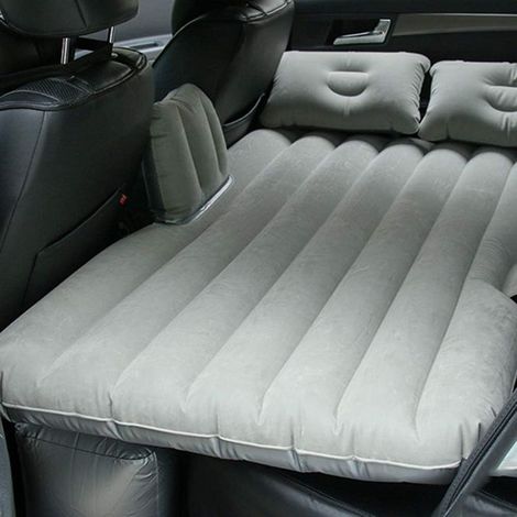 Matelas Gonflable Voiture Pliant Multifonctionnel 2 Oreillers+ Pompe (Gris)