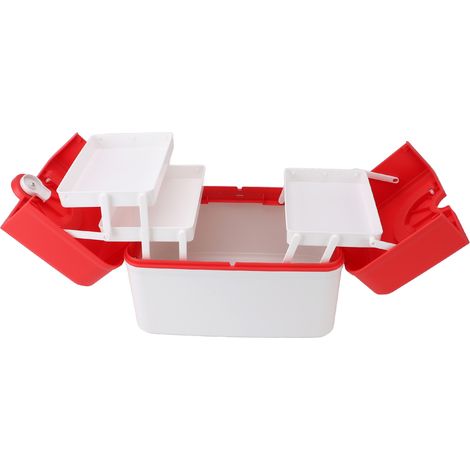 Coffret pharmacie range-tout matériel urgence nécessaire médical rouge crèche école domicile (1/5)