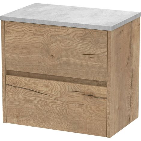 Chartley Contemporary 2 Drawer Wall Hung Vanity Unit with Laminate Worktop, 600mm