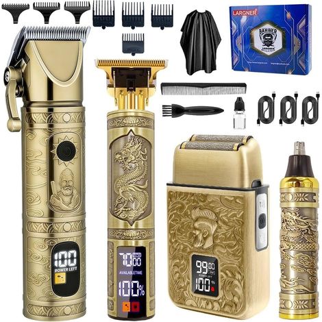 Tondeuse à cheveux pour homme avec lame en T, tondeuse à cheveux en métal, kit de toilettage avec batterie longue durée pour une utilisation familiale avec barbier (1/5)