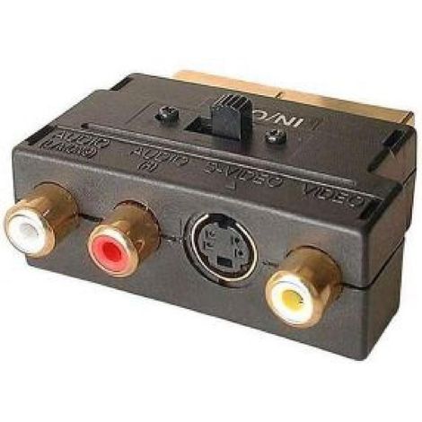 ADAPTATEUR PERITEL - RCA S-VHS AVEC COMMUTATEUR ENTREE SORTIE AUDIO VIDEO