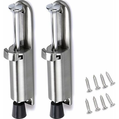 Stück Türstopper, Türstütze, Türpuffer aus Edelstahl mit Gummi (Silber) - Crezuo