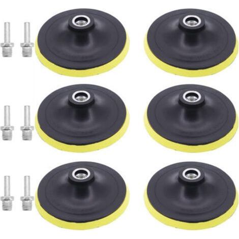 Lot de 6 Plateaux de Ponçage 150mm Disques Abrasifs Assiette de Ponçage avec Filetage M14 Fermeture Auto-agrippante Plaque de Support de Ponçage Polissage pour Perceuse Meuleuse d'angle (1/4)