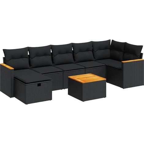 Maison Exclusive - Set Divani da Giardino con Cuscini 8 pz Nero in Polyrattan (1/5)