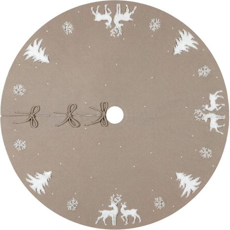 Jupe Sapin de Noël Beige 92 cm, Tapis de Couverture de Base d'Arbre 3D Elk, pour Couvre-Pieds et Décorations de Fête, Jupe d'arbre de Noël pour Decoration Sapin Noel (1/5)