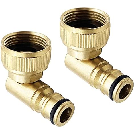Set mit 2 Winkel-Armaturenanschlüssen – Armaturensystem – 3/4" (26,5 mm/G3/4") Innengewinde – Messing-Schlauchadapter