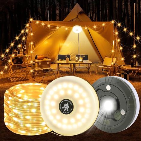 Guirlande lumineuse décorative de 10 m de long pour le camping, guirlande lumineuse d'extérieur, lampe LED rechargeable, lampe d'extérieur étanche, lampe de camping (1/5)