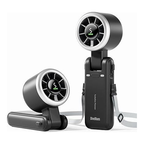 1pcs Ventilateur Portable à Main – Ultra Rapide 10m/s, 5 Vitesses, Batterie Rechargeable 4000mAh jusqu'à 12h – Technologie Turbo – pour Extérieur, Voyage, Bureau – Noir (1/5)