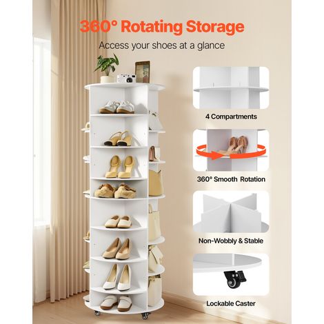 Étagère à chaussures rotative à 7 niveaux avec étagères réglables, présentoir à chaussures rotatif à 360°, organisateur sur pied po… (1/5)