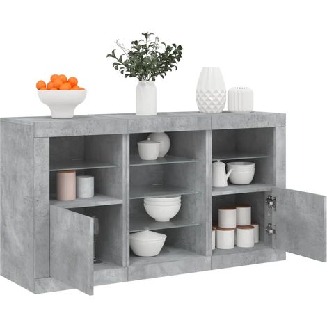 Sideboard mit LED-Leuchten Betongrau 123x37x67 cm