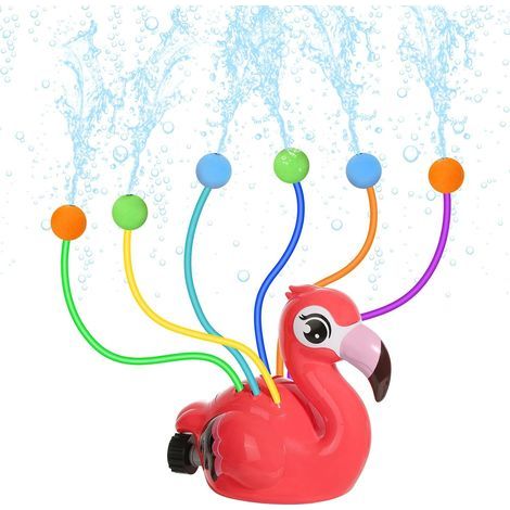 Jouet d'Arrosage d'eau pour Enfants, Jouet d'eau Extérieur Mignon en Forme de Flamingo avec 6 Tuyaux & 6 Balles, Jouets d'eau d'été pour l'Arrière-Cour, Pelouse, Jardin et Piscine, Flamant Rose (1/5)