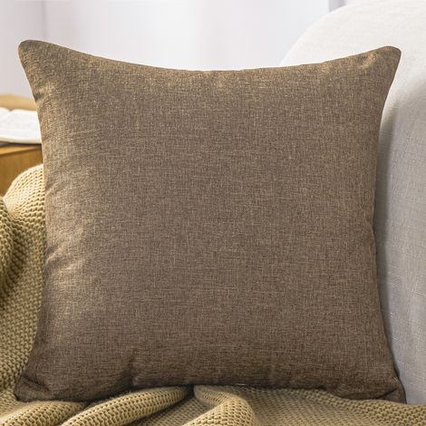 Lot de 2 housses de coussin carrées décoratives style rustique rustique, marron et gris, 45 x 45 cm, pour canapé ou fauteuil.