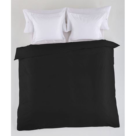FUNDA NORDICA lisa color negro - Cama de 135/140 (1 pieza) - 50% algodón / 50% poliéster - 144 hilos. Gramage: 115 (1/4)