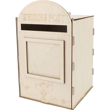 Boîte Aux Lettres En Bois - Contreplaqué - 33,1 x 20,3 x 20,3 cm - Pour Mariage Anniversaire Fête - Kit À Monter DIY (1/5)