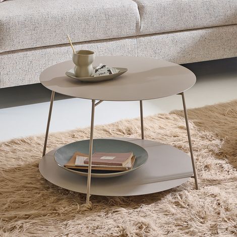 Table d'appoint ronde 40x65 cm en métal sable