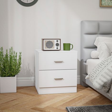 Table Nuit Tiroirs Auxiliaire Salon Chambre Charge Mobilier Intérieur Blanc 30 kg 45x39,5x49cm (1/4)