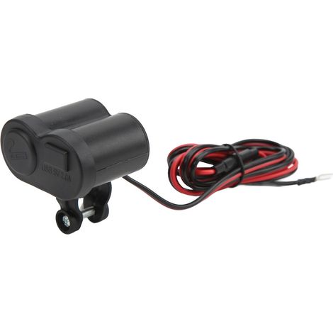 Chargeur de téléphone pour guidon de moto, prise allume-cigare, port USB unique, LED bleue, étanche pour appareils électroniques (1/5)