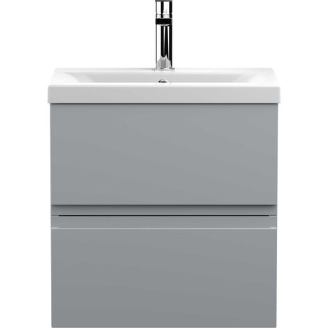 Hudson Reed Urban Wall Hung 2-Drawer Vanity Unit with Basin 1 Satin Grey - 500mm Wide (1/6)