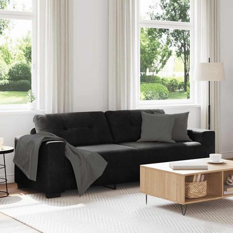 3-Sitzer-Sofa Schwarz 220x78x80 cm Samt