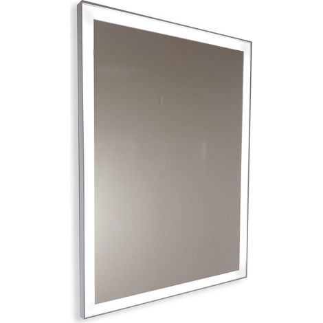Specchio sabbiato su misura retroilluminato bordo perimetrale bianco fino a 110 cm fino a 90 cm