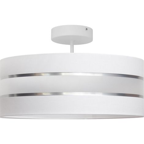 Helam HELEN Plafonnier Cylindrique Blanc, Argent 40cm