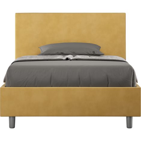 Letto una piazza e mezza con rete imbottito 120x200 microfibra ocra Adele (1/4)