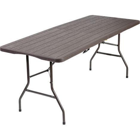 Tavolo Moderno Pieghevole Interno Esterno Richiudibile Struttura In Acciaio Per Feste Giardino Campeggio Vacanze Lunghezza 180 Cm Tavolino Pic Nic Esterno Salvaspazio Camping Terrazzo Camper Marrone (1/5)