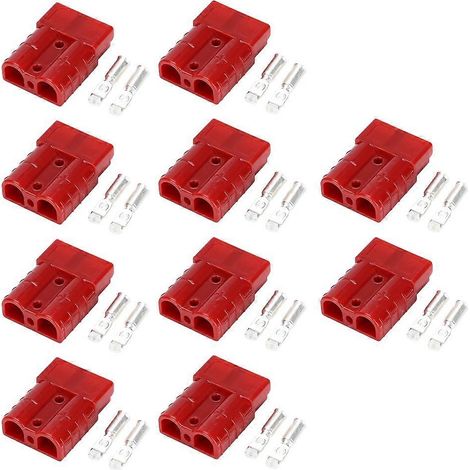 Connecteur haute intensité 50A, compatible avec les batteries de véhicules électriques, les onduleurs, les câbles solaires et les prises pour énergies nouvelles (rouge). (1/5)