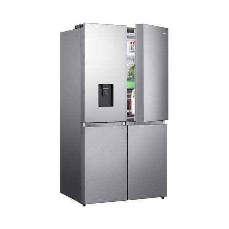 Hisense frigorifero Quattro Porte RQ758N4SWSE libera installazione 606L Classe E Dispenser Acqua Metal Cooling WiFi. Posizionamento dell'apparecchio: Libera installazione, Design del prodotto: Mult...