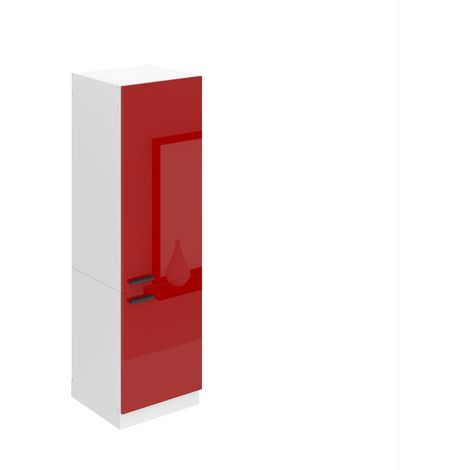 BELINI Meuble de Rangement pour Micro-Onde I Armoire de Cuisine avec 2 Portes I Meuble Cuisine 57,6 x 60 x 204 cm I Etagere Micro Ondes Couleur: Rouge très Brillant (1/4)
