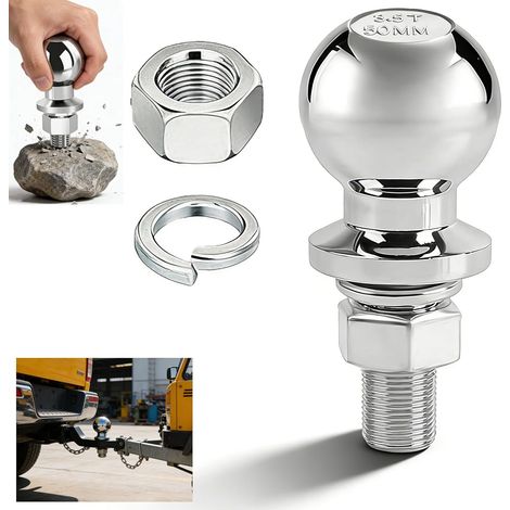 Boule d’Attelage 50 mm 3,5T – Filetage M22 Universel, Acier Renforcé Antirouille – Kit Complet avec Écrou (1/5)