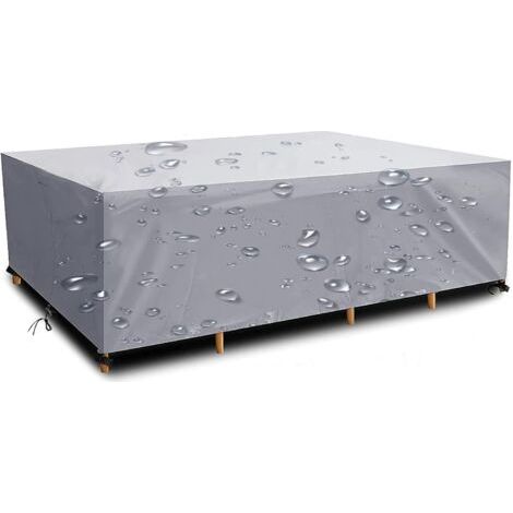 Housse Salon de Jardin 190x125x75cm Oxford Argent Housse Table de Jardin Protection Bache Table de Jardin Mobilier Extérieur Imperméable Coupe-Vent Anti-UV Résistant Au Froid (1/5)