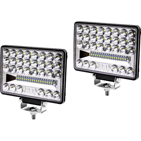 Lot de 2 projecteurs de Travail LED carrés de 12,7 cm (5 Pouces), Faisceau combiné Spot/Flood, 12 V/24 V, pour Tracteur, Camion, véhicule Tout-Terrain, Bateau et Marche arrière