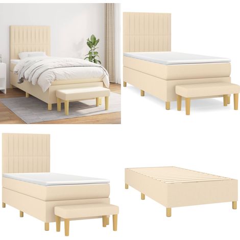 Boxspringbett mit Matratze Creme 100x200 cm Stoff - Boxspringbett - Betten - Schlafräume - Cremefarbenes Bett - Doppelbett - Home & Living (1/5)