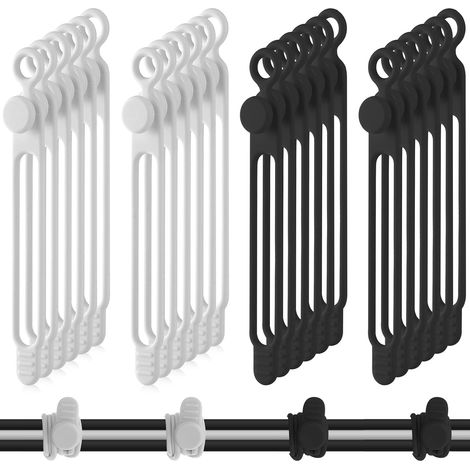 40 fascette in silicone riutilizzabili per una gestione regolabile dei cavi, organizer multiuso per cavi di ricarica (nero, bianco) (1/5)