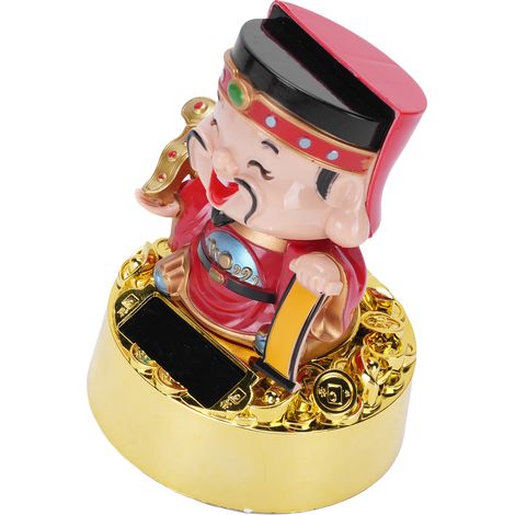 Figurine CAI Shen à énergie solaire, porte-bonheur, pour tableau de bord de voiture, décoration intérieure, statue CAI Shen Ouest (1/5)