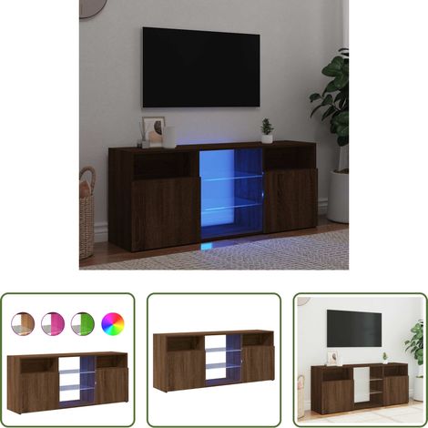 LED-Leuchten - TV-Schrank mit LED-Leuchten Braun Eichen-Optik 120x30x50 cm (1/5)