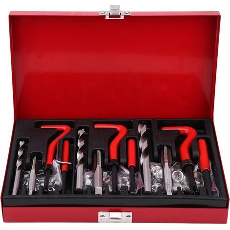 Kit de reparación de roscas de 88 piezas M6 M8 M10 - Herramientas de roscado de acero aleado, con macho de roscar, broca, insertos roscados y manguito roscado. (1/5)