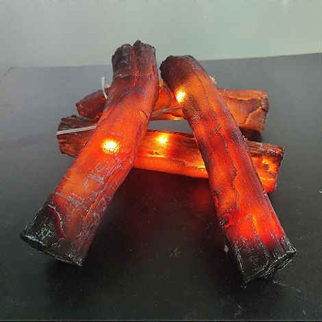 Set aus 4 Streifen à 18 cm aus transparentem Harz, das Holzkohle imitiert, dekoratives Zubehör für den Kamin, amerikanischer Stecker. (1/5)