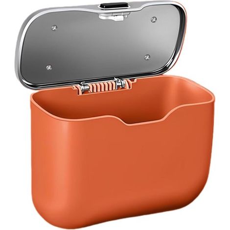 Papelera para coche - Contenedor de basura para coche - Mantén tu coche ordenado - Con tapa - 17 x 14 x 10 cm - Naranja (1/5)