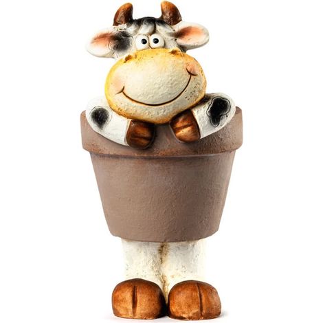Fioriera a forma di mucca Fioriera decorativa 19x36x24 cm Fioriera per interni/esterni, giardino/terrazza Ideale per picco (1/5)