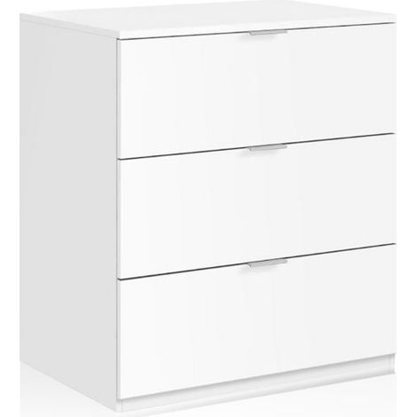 Cómoda de 3 cajones LIZ, tablero de partículas melaminizado color blanco, 77x38x80 cm (1/10)