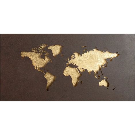 [GEBRAUCHT] B-Ware Lucande Wandleuchte Wandlampe Led World Metall Rost Gold Weltkarte 60 X 30 Cm (1/2)